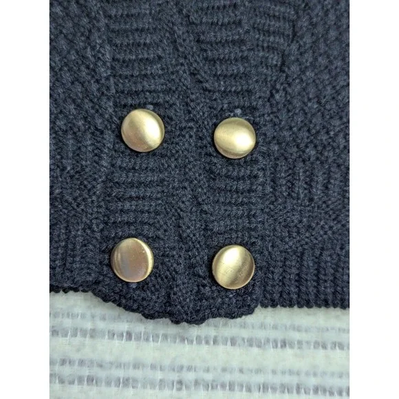 L/XL Vintage Worthington Essentials Black Sweater Vest Button Waist Acrylic Made - Picture 2 of 7